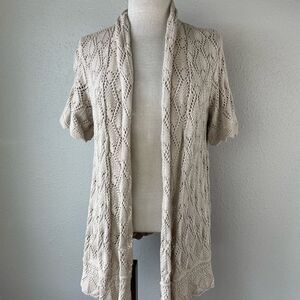 JM Collection Loose Knit Short Sleeve Cardigan Sweater Size M EUC